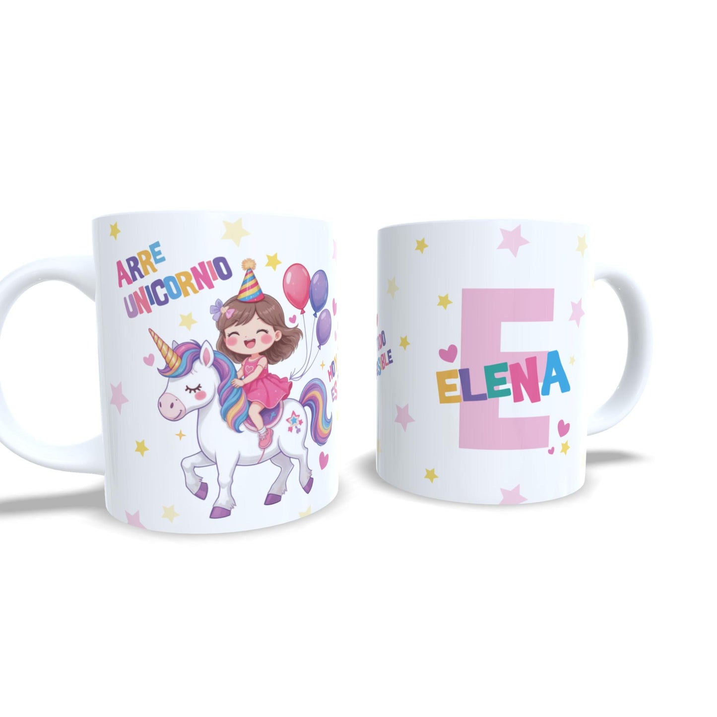 Niña encima de unicornio con globos cumpleaños - Taza infantil
