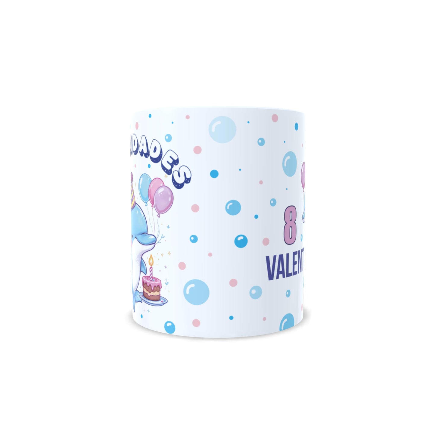 Cumpleaños delfin felicitacion - Taza nombre y edad