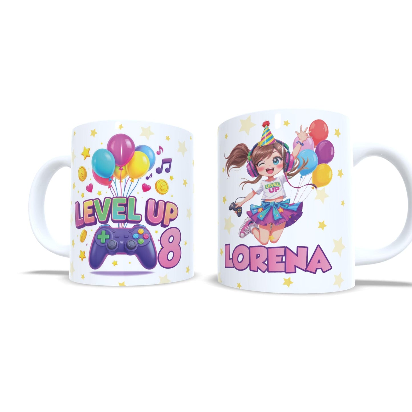 Cumpleaños Level up gamer videojuegos version niña taza