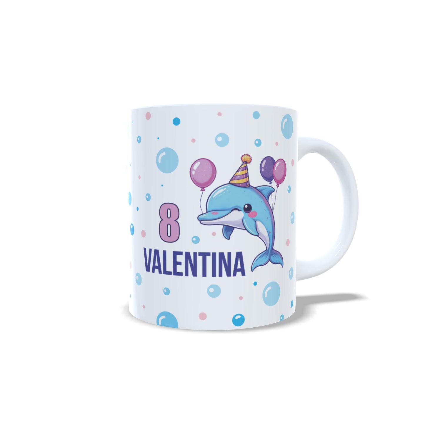 Cumpleaños delfin felicitacion - Taza nombre y edad