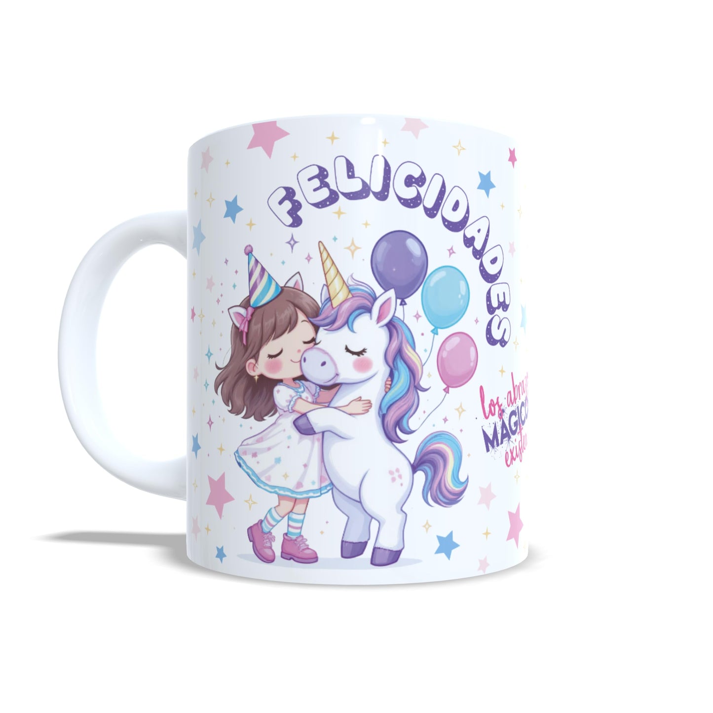 Niña abrazando unicornio cumpleaños - Taza felicidades