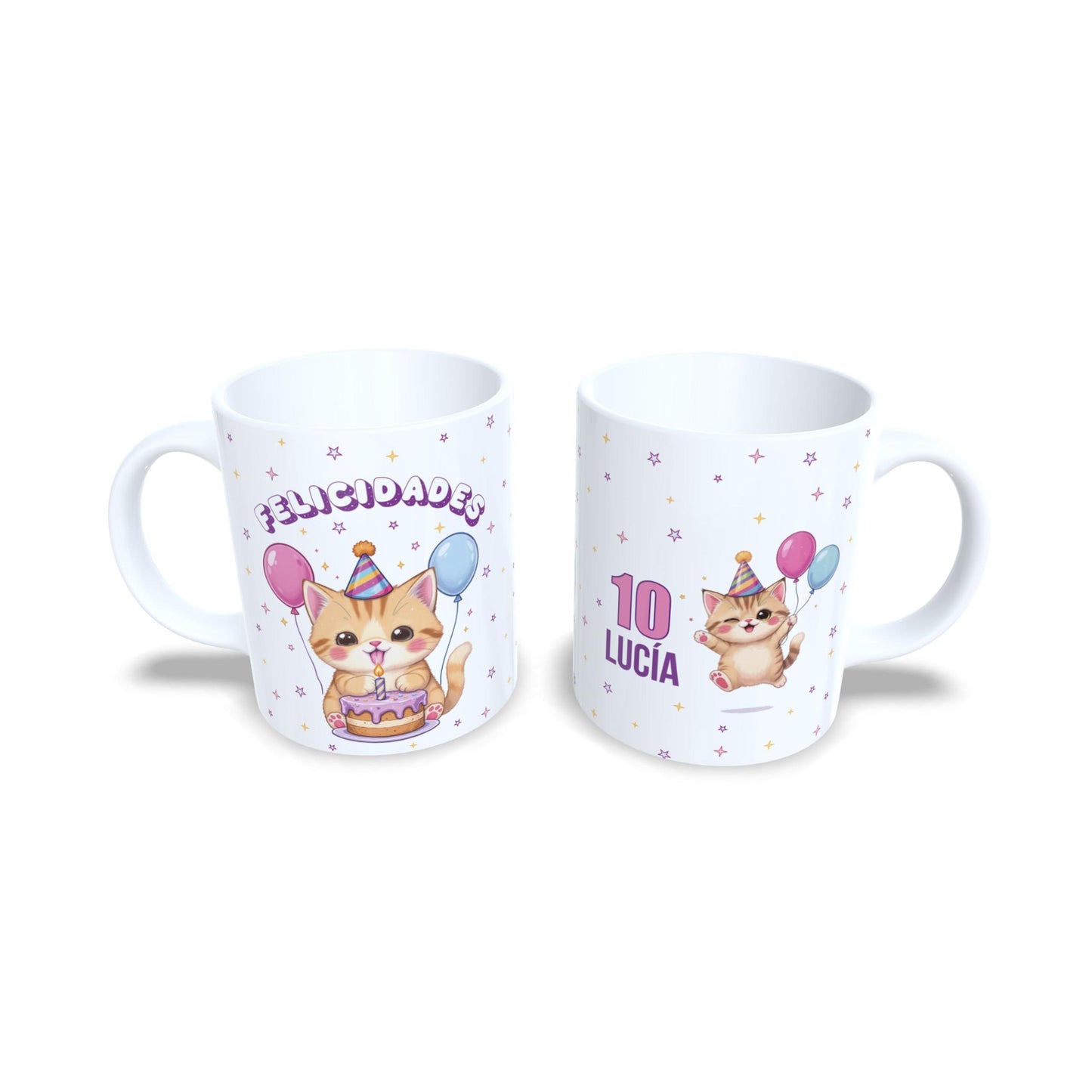 Cumpleaños gatito felicidades - Taza con nombre y edad