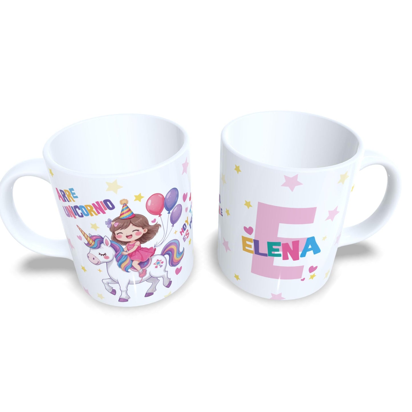 Niña encima de unicornio con globos cumpleaños - Taza infantil