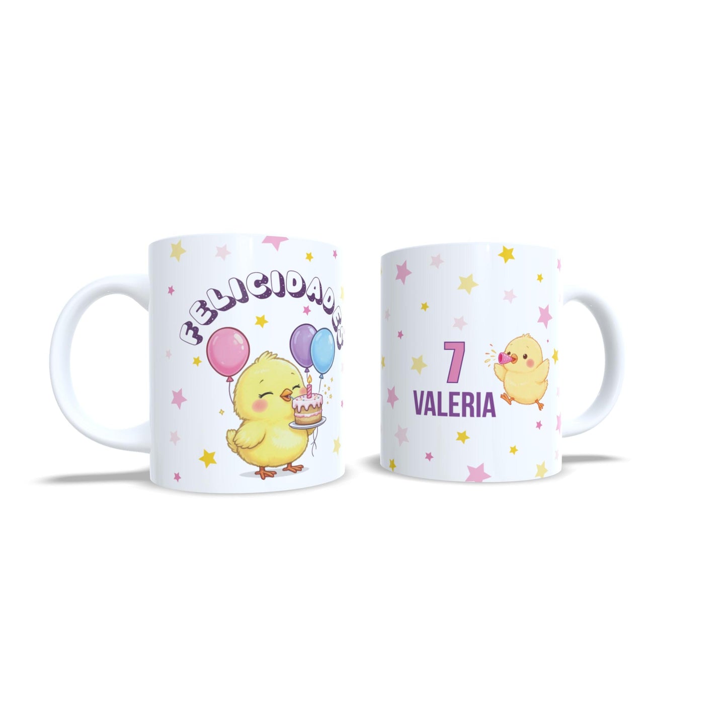 Cumpleaños pollito felicidades - Taza con nombre y edad