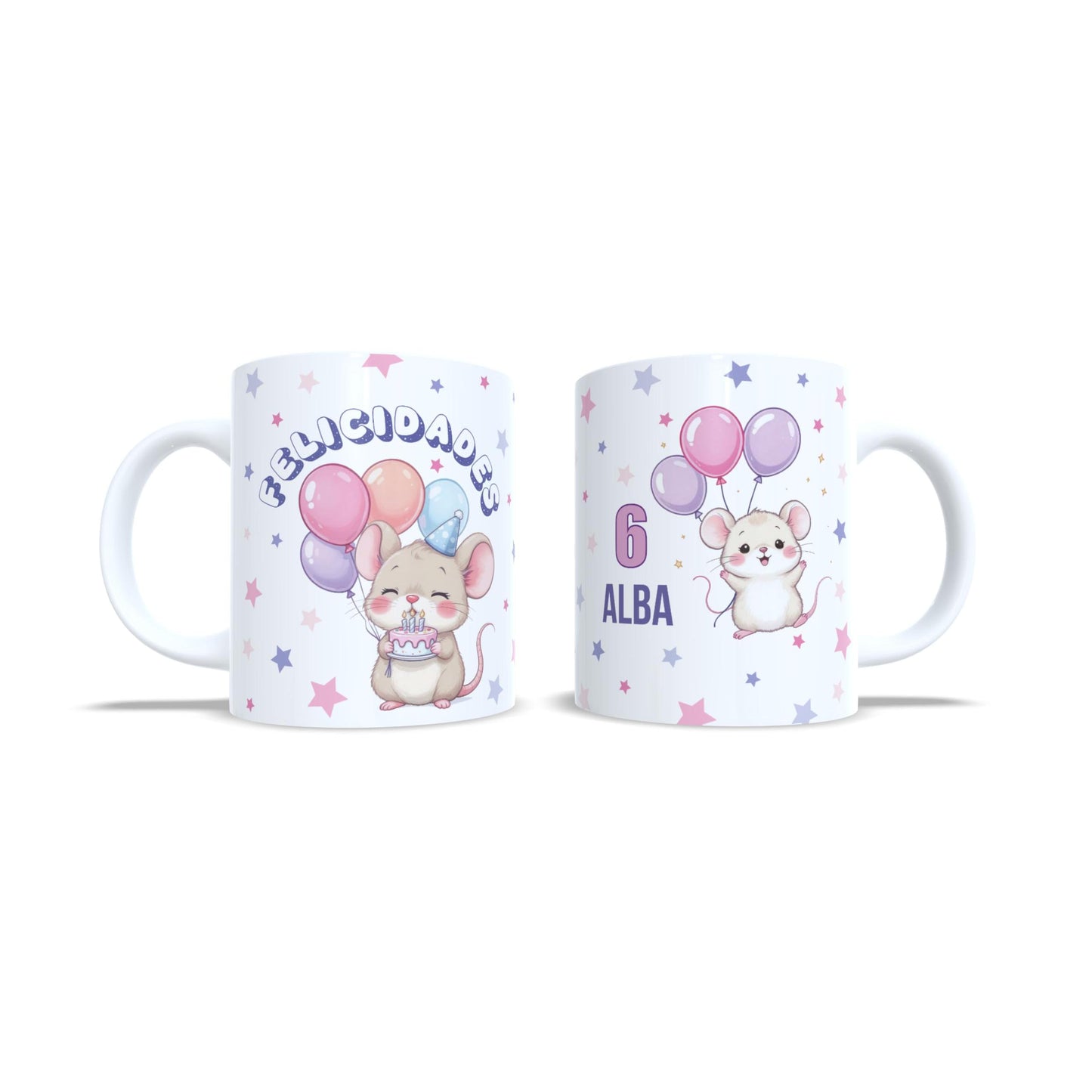 Cumpleaños ratoncito felicidades - Taza con nombre y edad raton