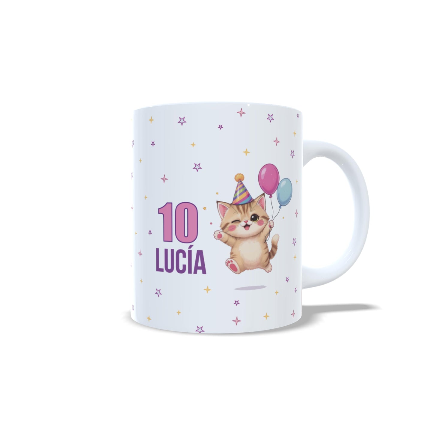 Cumpleaños gatito felicidades - Taza con nombre y edad