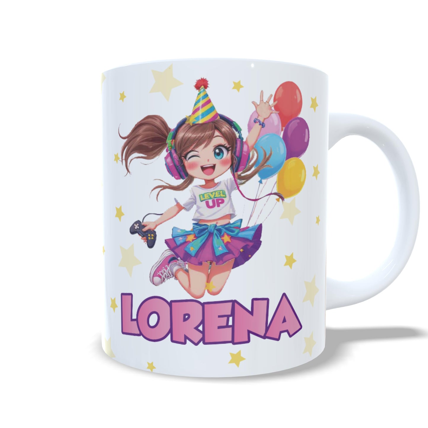 Cumpleaños Level up gamer videojuegos version niña taza