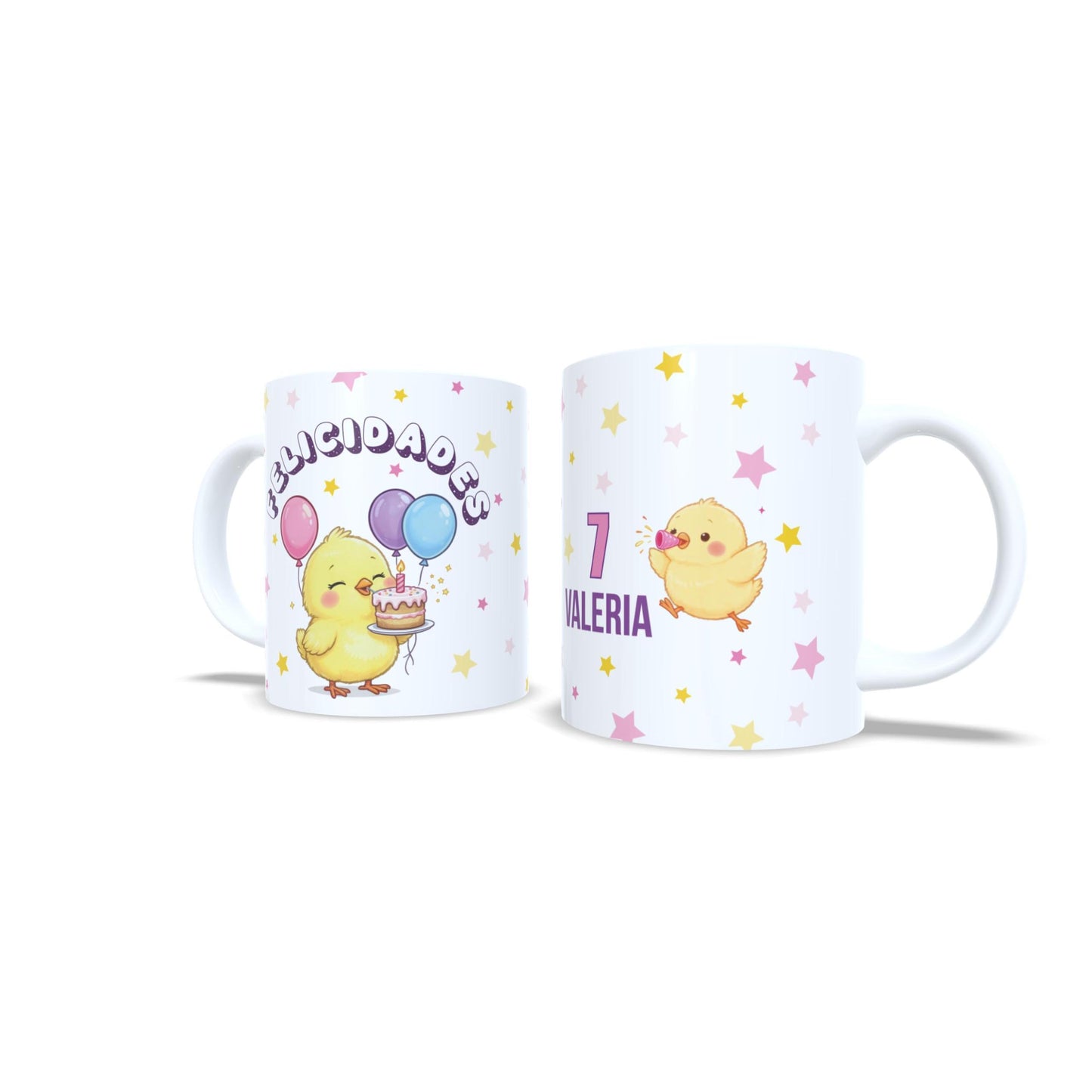 Cumpleaños pollito felicidades - Taza con nombre y edad