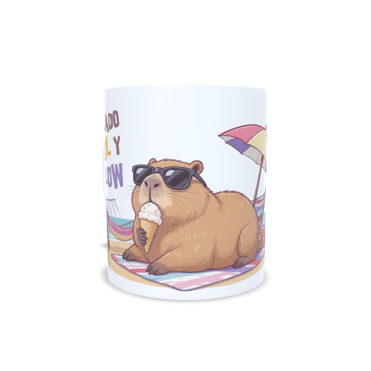 Helado, sol y flow capibara - Taza personalizada nombre