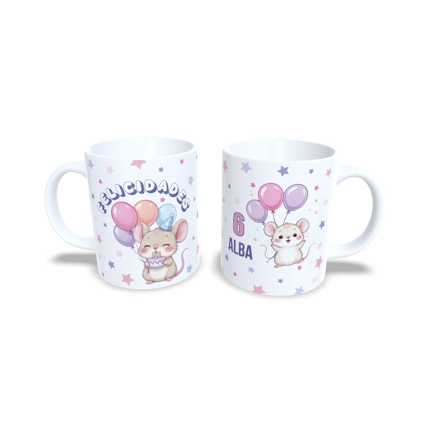 Cumpleaños ratoncito felicidades - Taza con nombre y edad raton