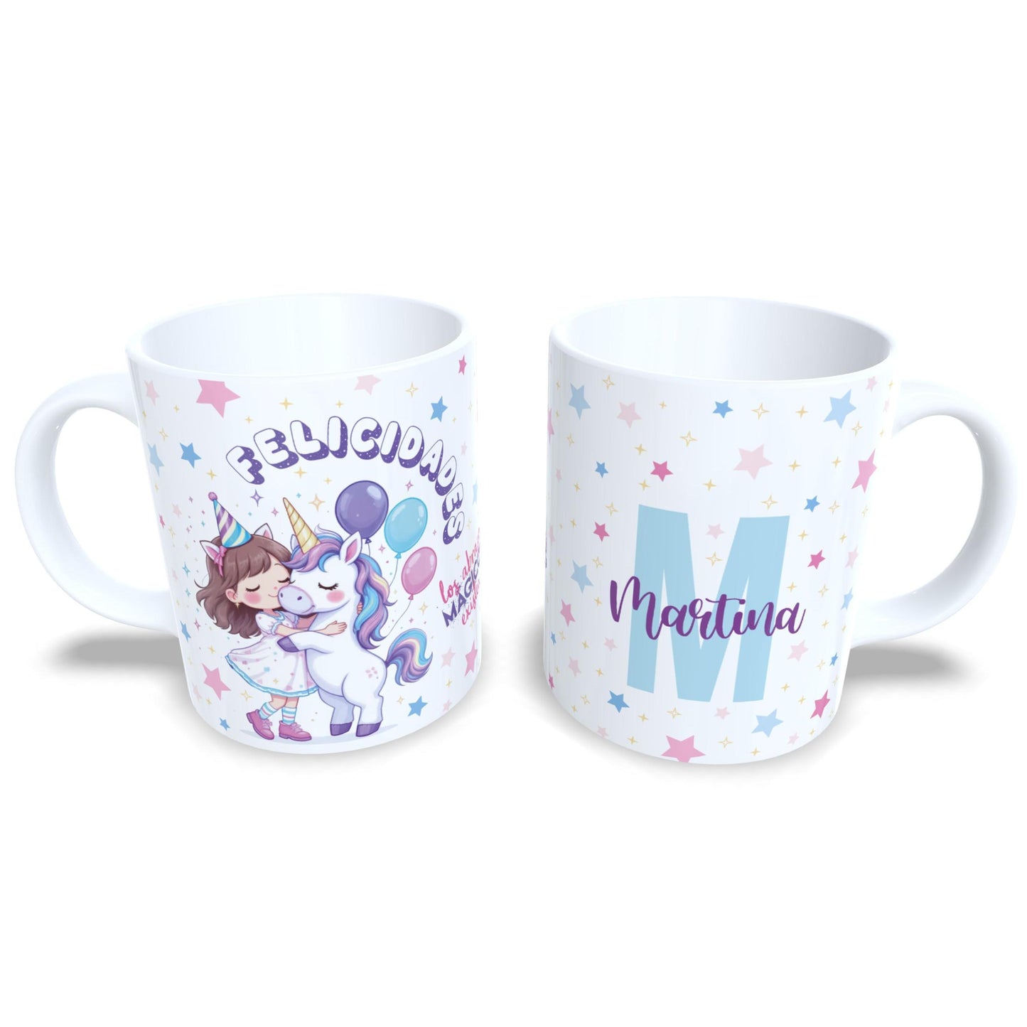Niña abrazando unicornio cumpleaños - Taza felicidades