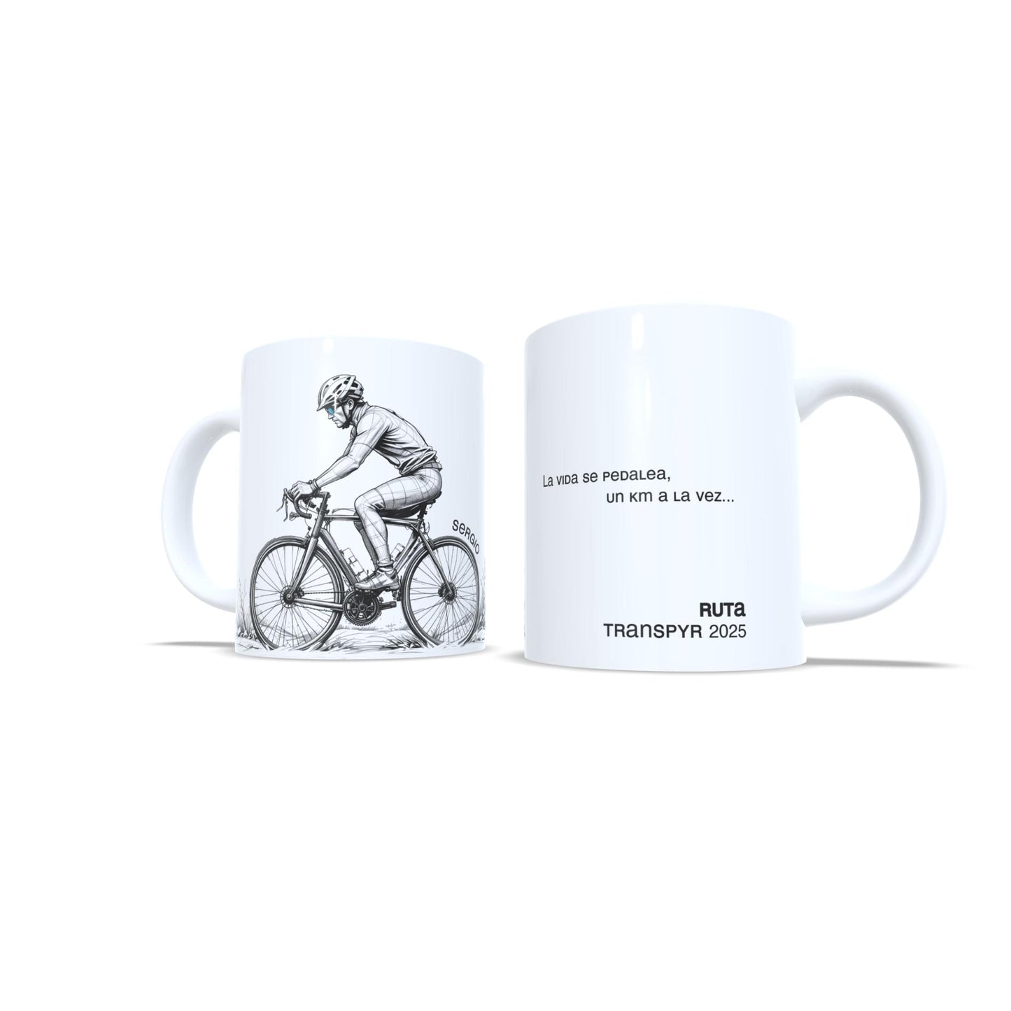 Ciclistas recuerdo rutas regalo personalizado taza bicicleta