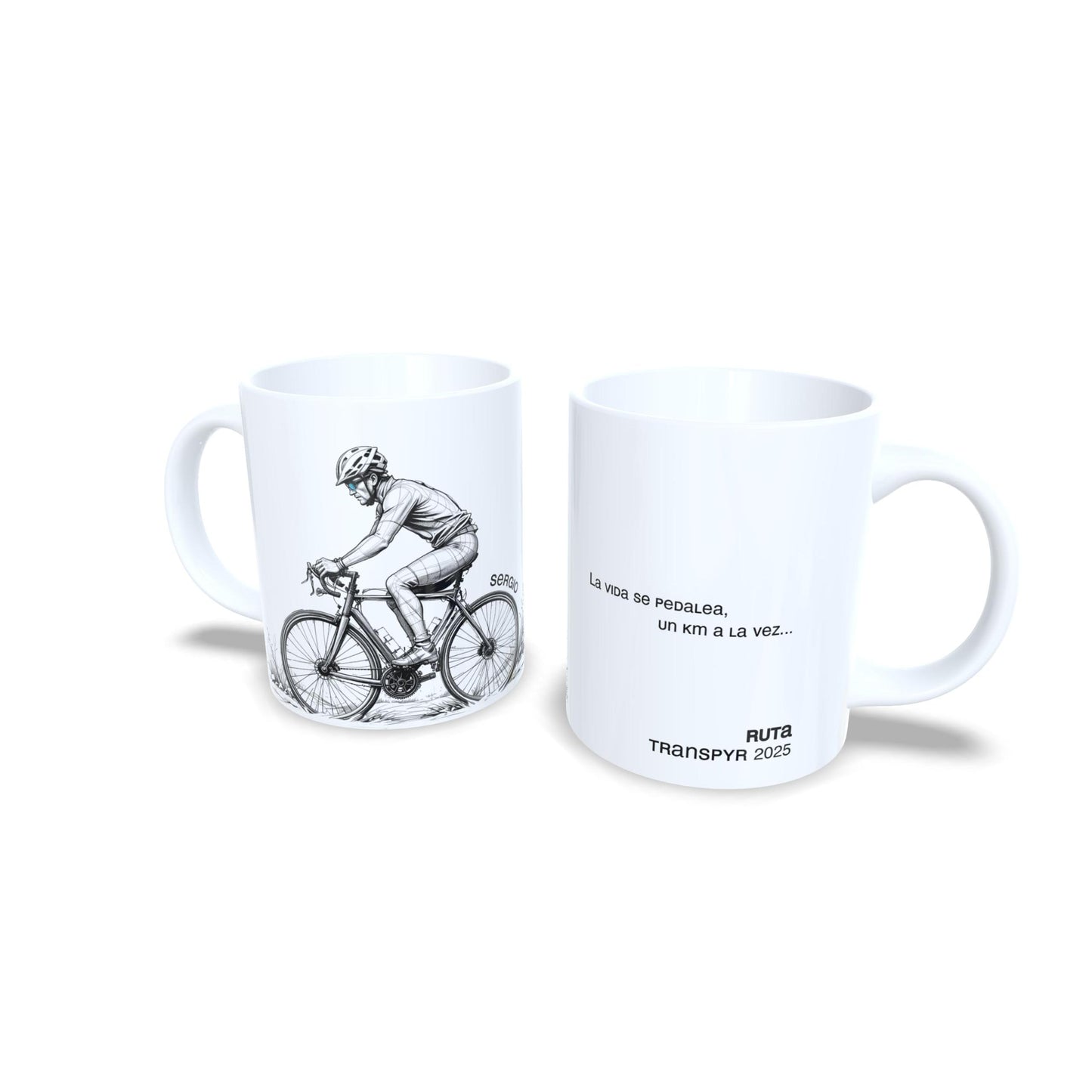 Ciclistas recuerdo rutas regalo personalizado taza bicicleta