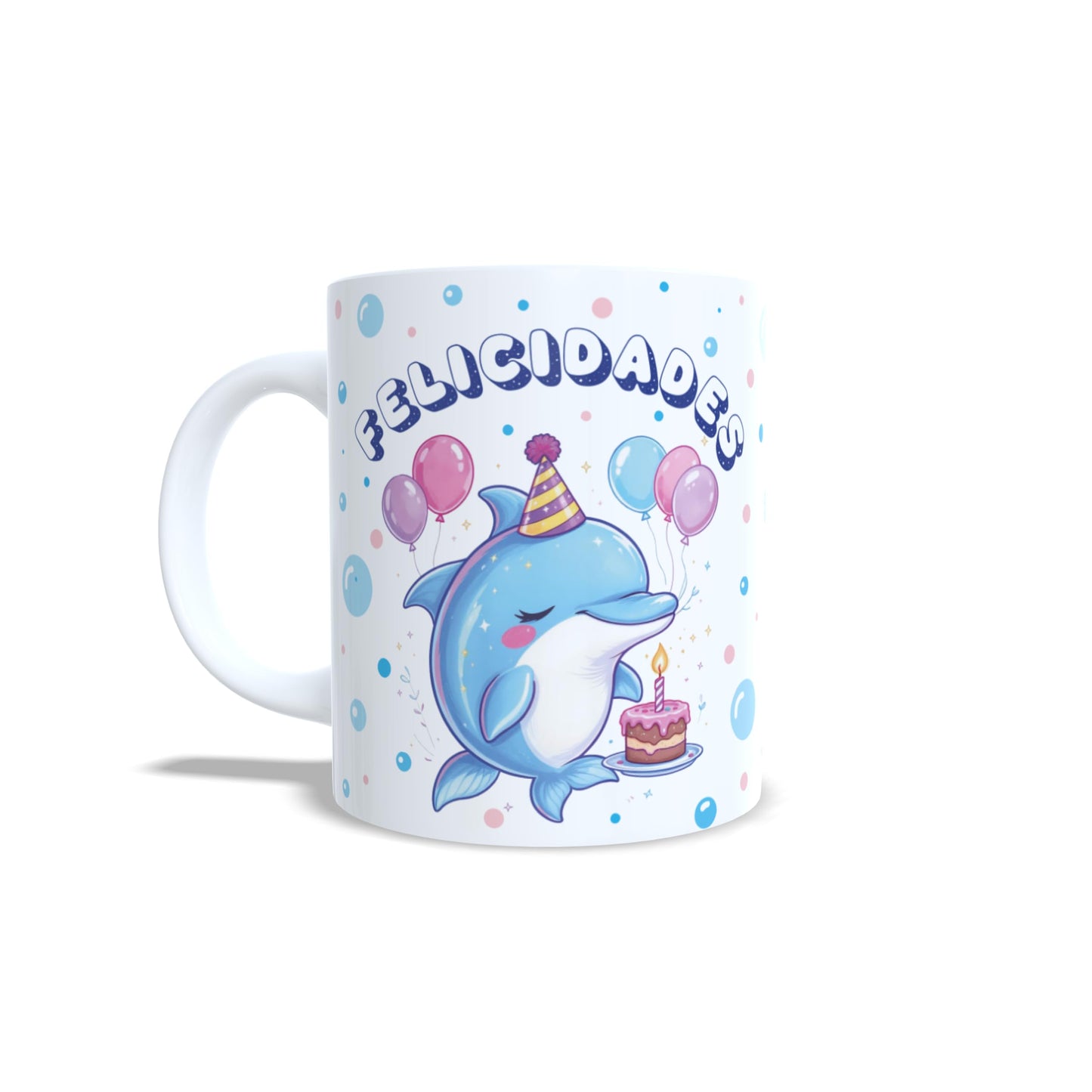 Cumpleaños delfin felicitacion - Taza nombre y edad