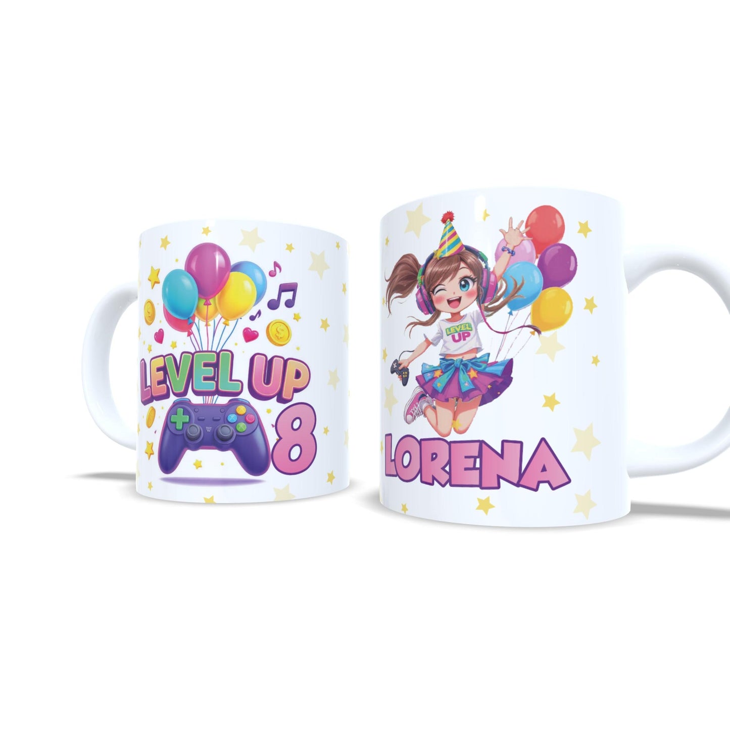 Cumpleaños Level up gamer videojuegos version niña taza