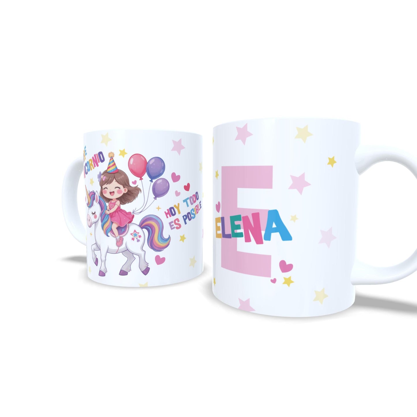 Niña encima de unicornio con globos cumpleaños - Taza infantil