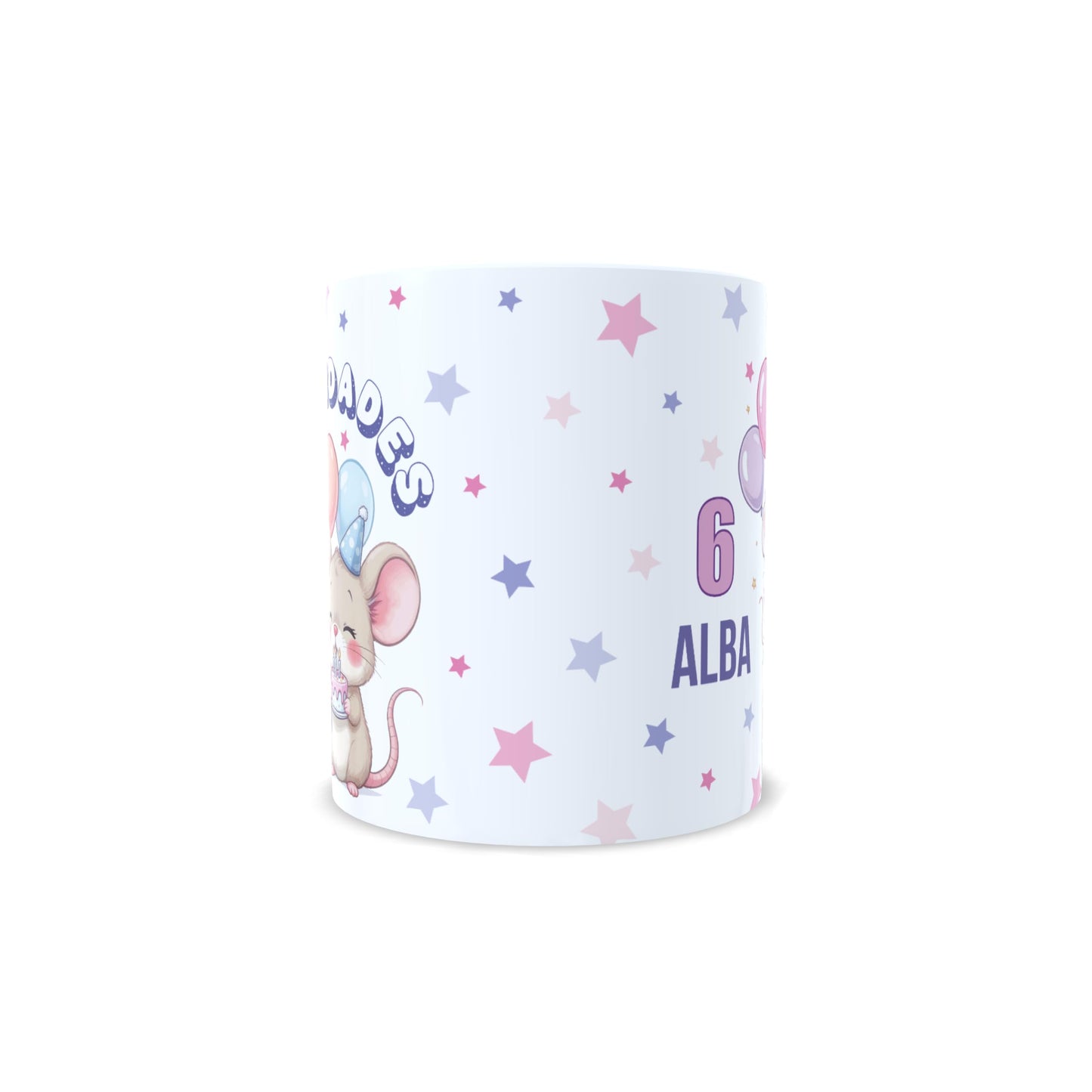Cumpleaños ratoncito felicidades - Taza con nombre y edad raton
