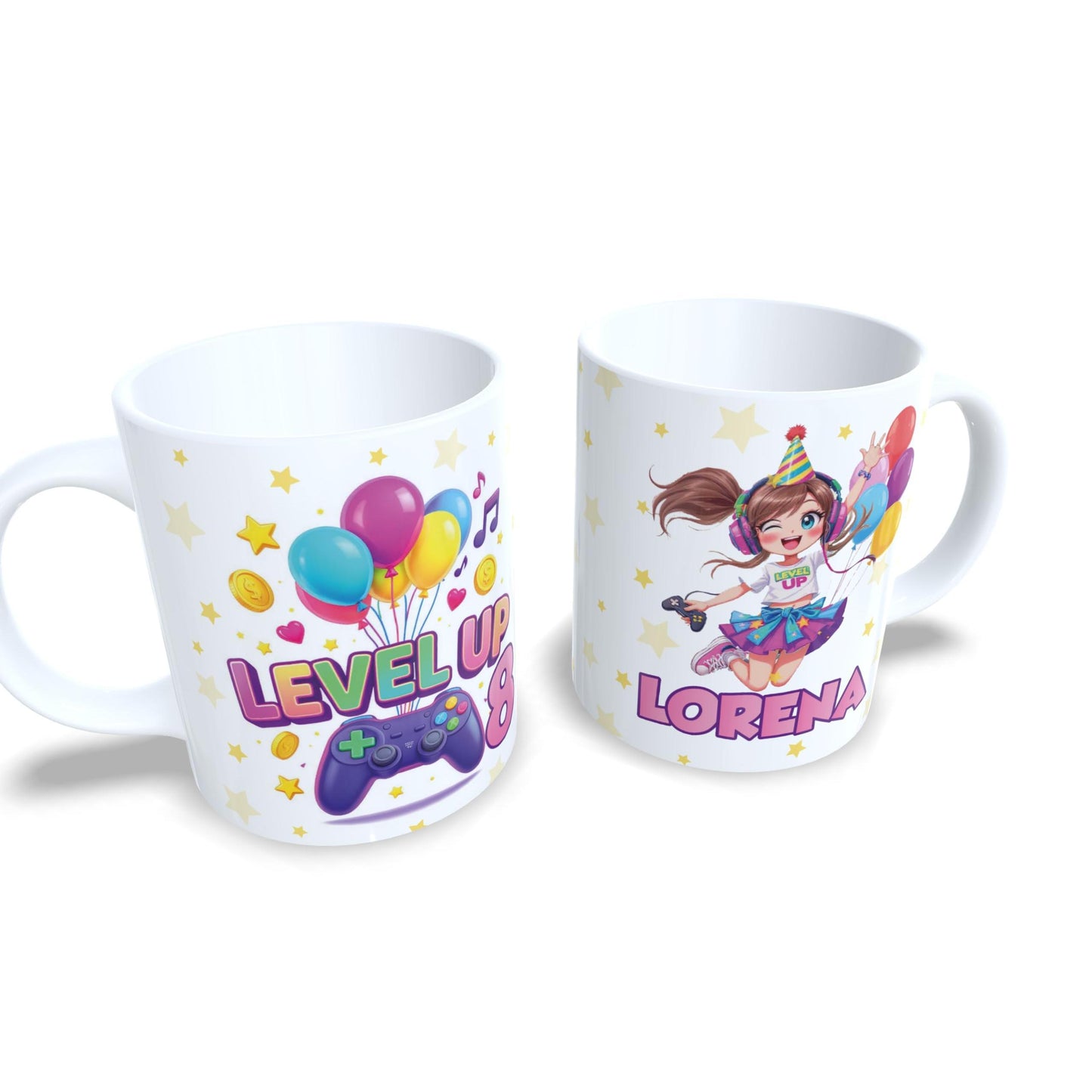 Cumpleaños Level up gamer videojuegos version niña taza