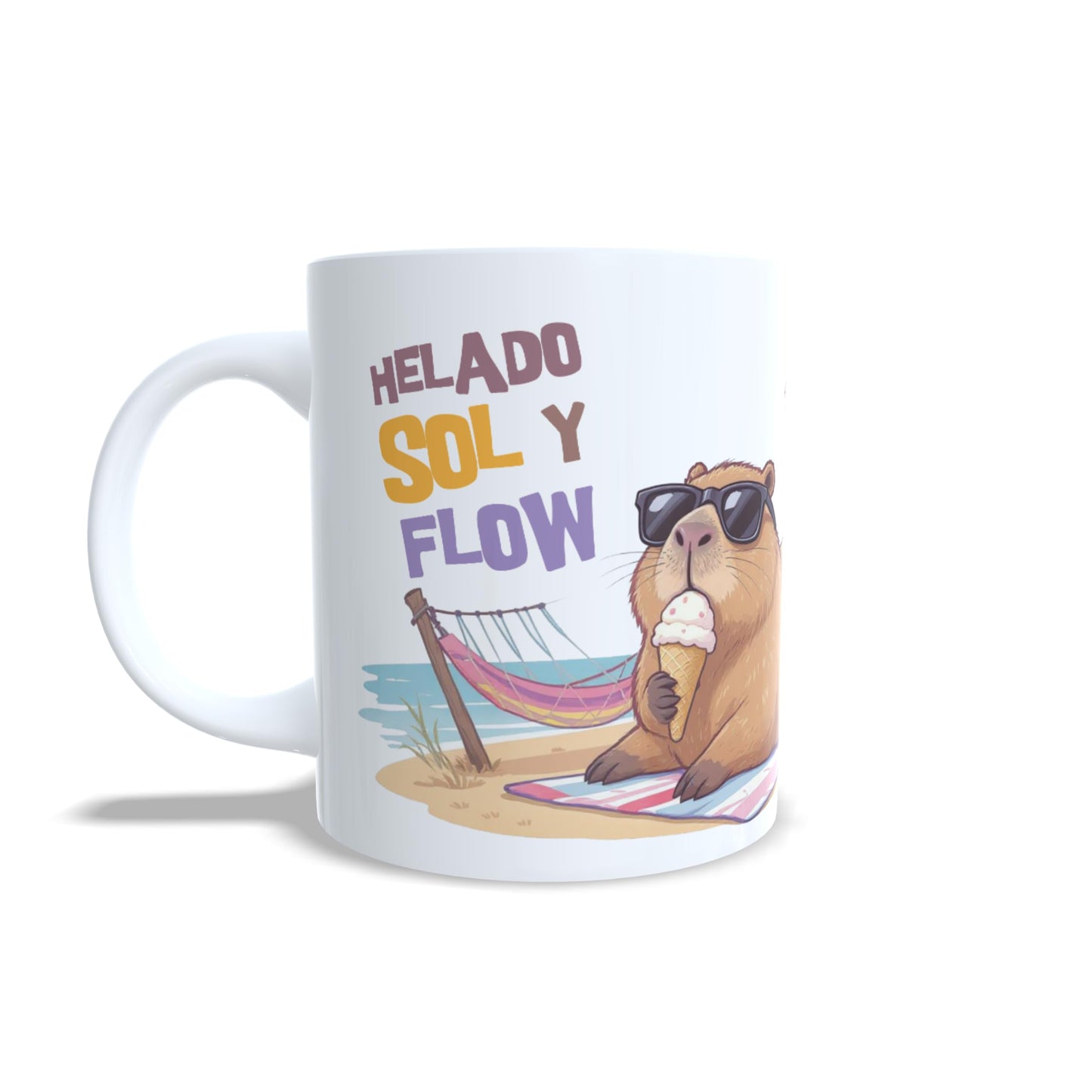 Helado, sol y flow capibara - Taza personalizada nombre