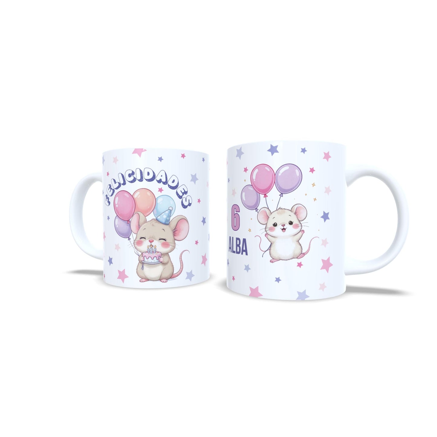 Cumpleaños ratoncito felicidades - Taza con nombre y edad raton