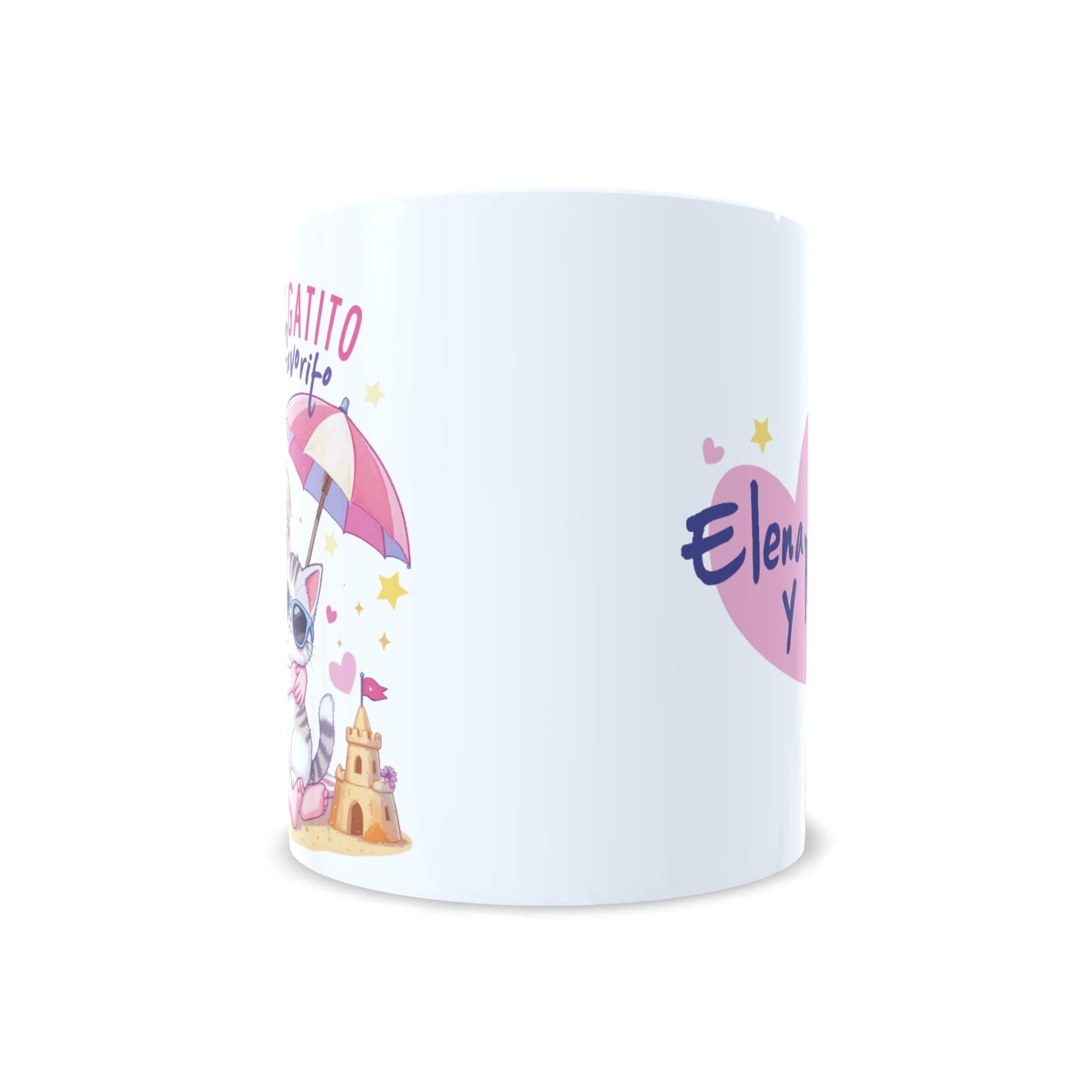 Verano y gatito mi plan favorito - Niña rubia gato - Taza personalizada