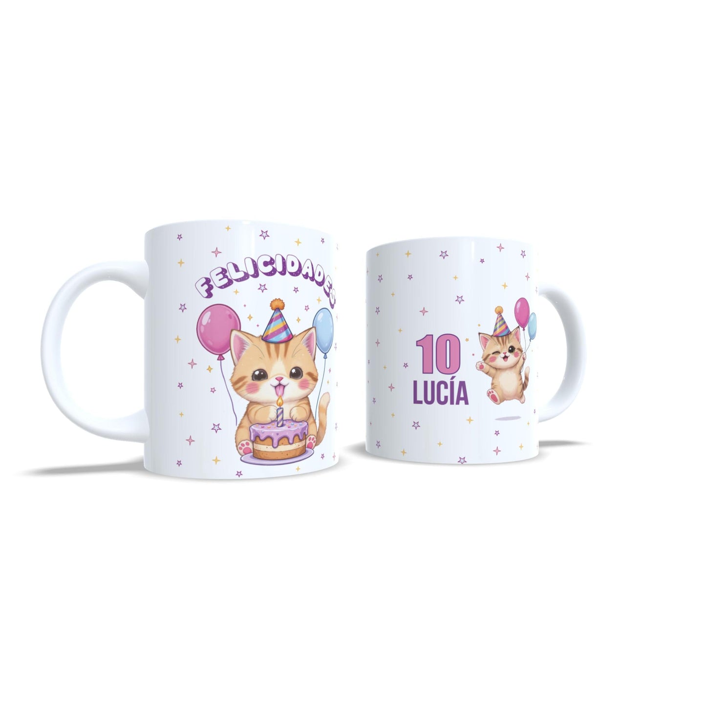 Cumpleaños gatito felicidades - Taza con nombre y edad
