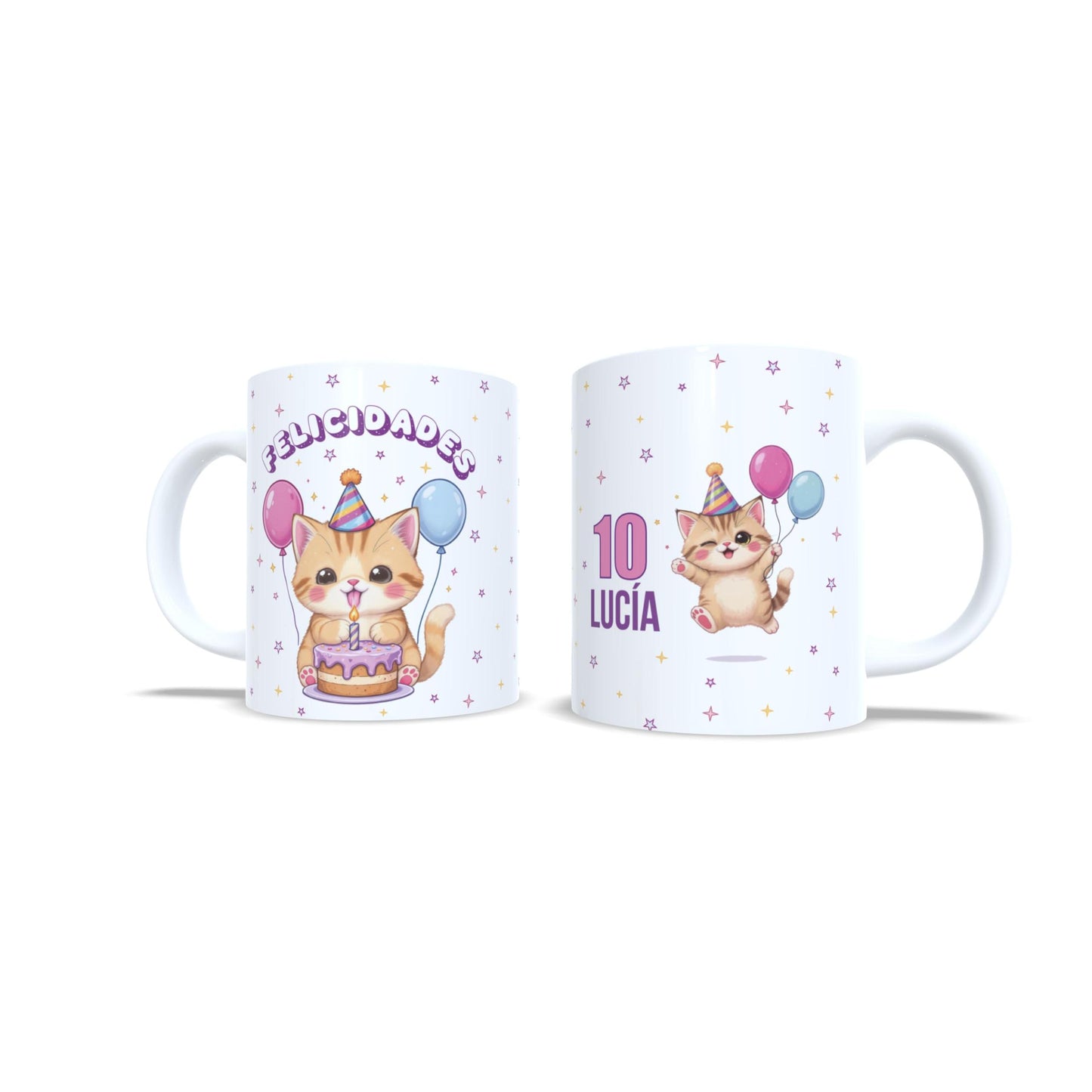 Cumpleaños gatito felicidades - Taza con nombre y edad