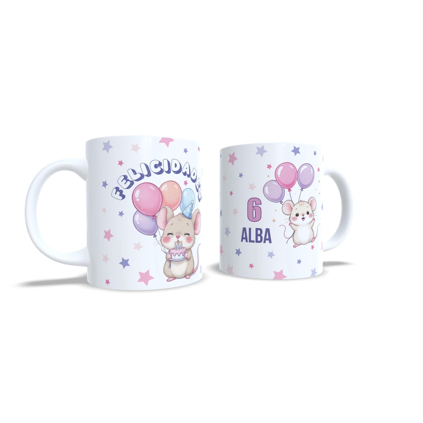Cumpleaños ratoncito felicidades - Taza con nombre y edad raton