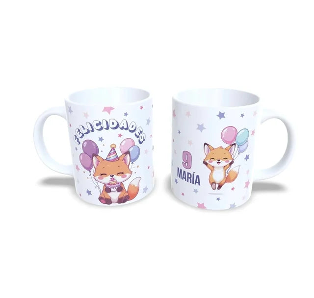 Cumpleaños zorrito zorro felicidades - Taza con nombre y edad