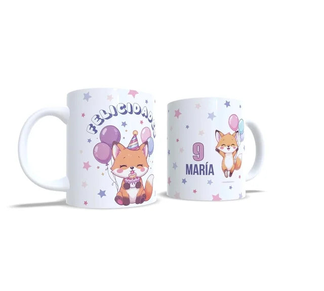 Cumpleaños zorrito zorro felicidades - Taza con nombre y edad
