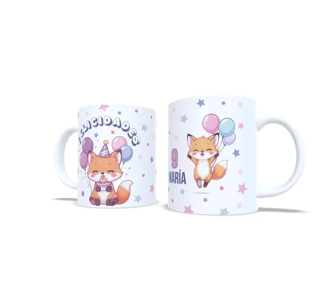 Cumpleaños zorrito zorro felicidades - Taza con nombre y edad