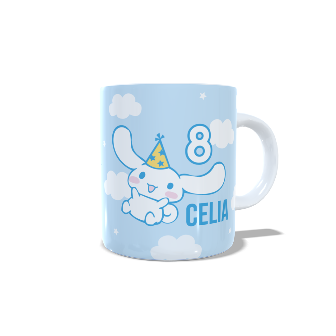 Cumpleaños Cinnamoroll felicitacion - Taza nombre y edad