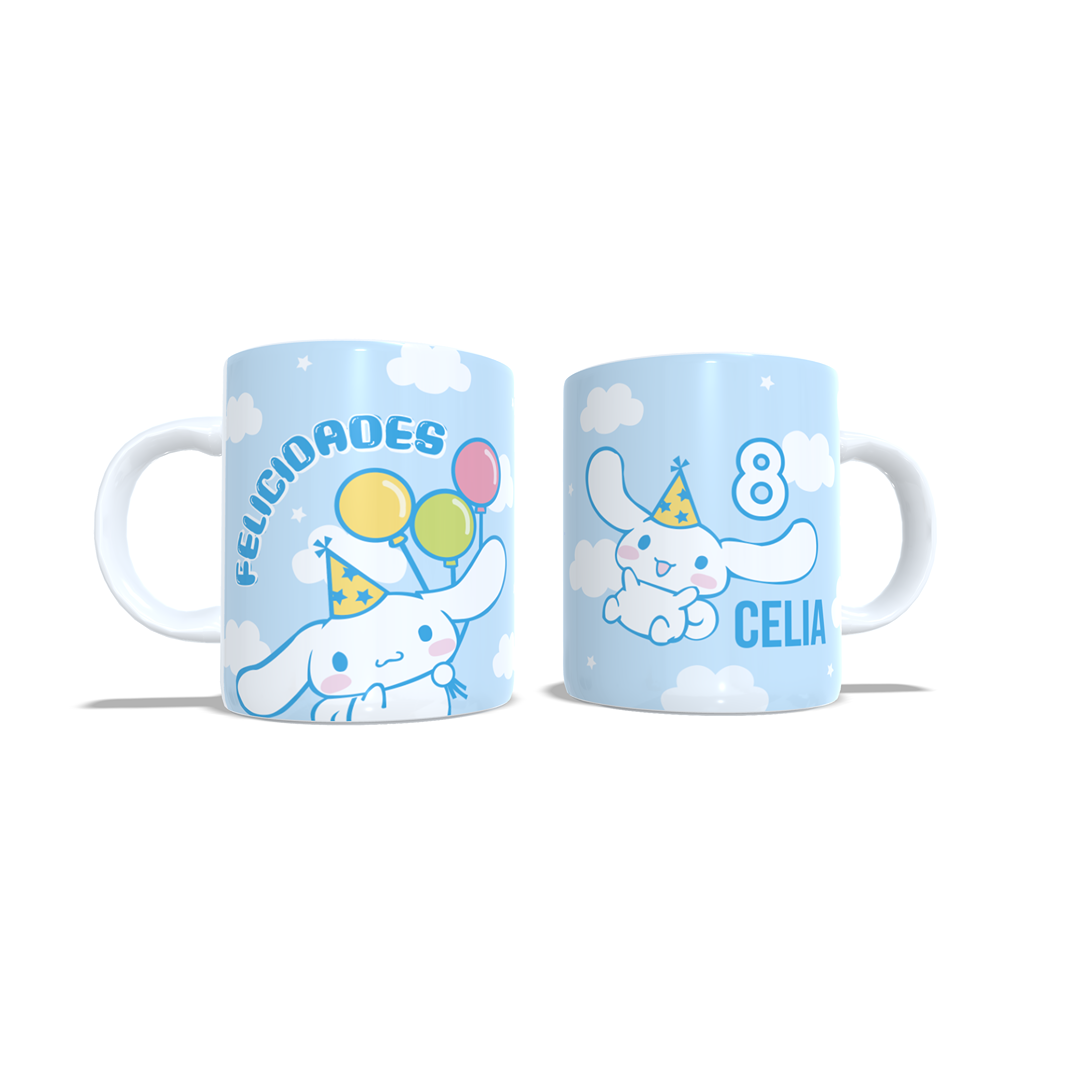 Cumpleaños Cinnamoroll felicitacion - Taza nombre y edad