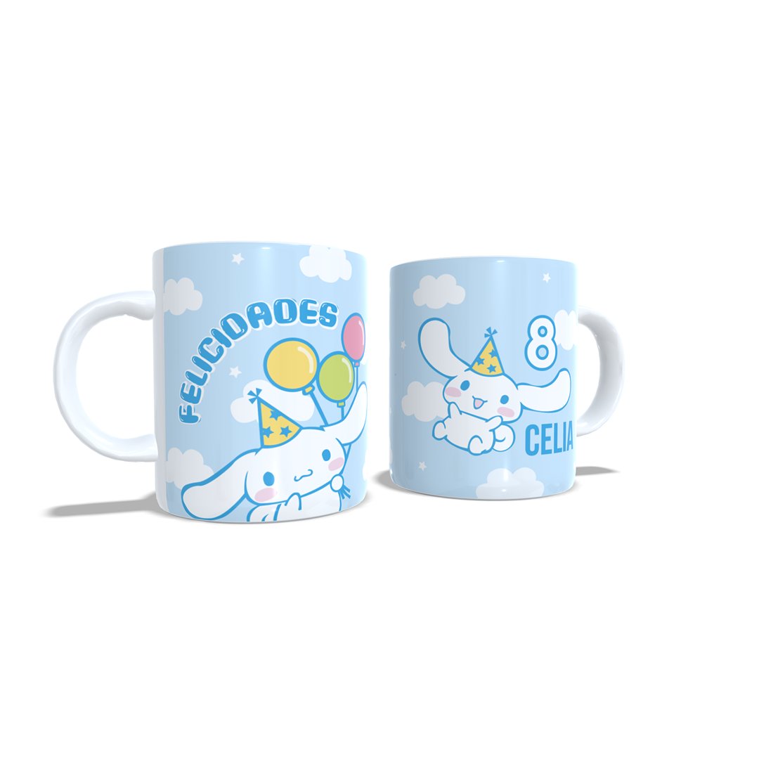 Cumpleaños Cinnamoroll felicitacion - Taza nombre y edad