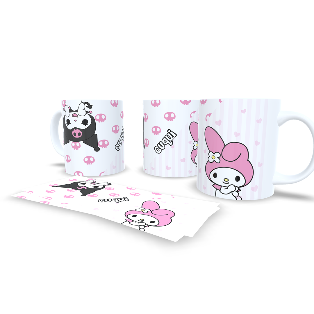 Kawaii Kuromi y My Melody - Taza personalizada nombre