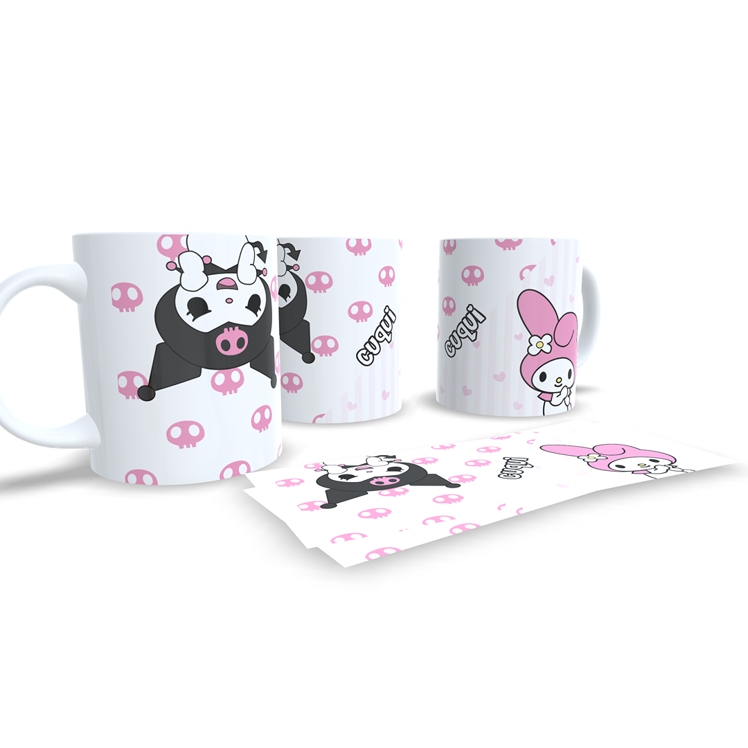 Kawaii Kuromi y My Melody - Taza personalizada nombre