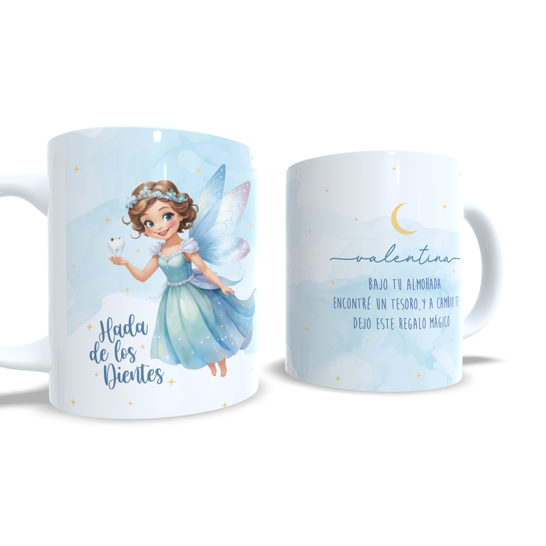 Hada de los dientes taza personalizada con nombre y mensaje