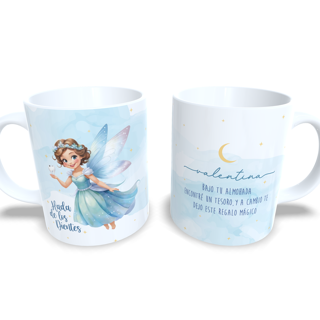 Hada de los dientes taza personalizada con nombre y mensaje