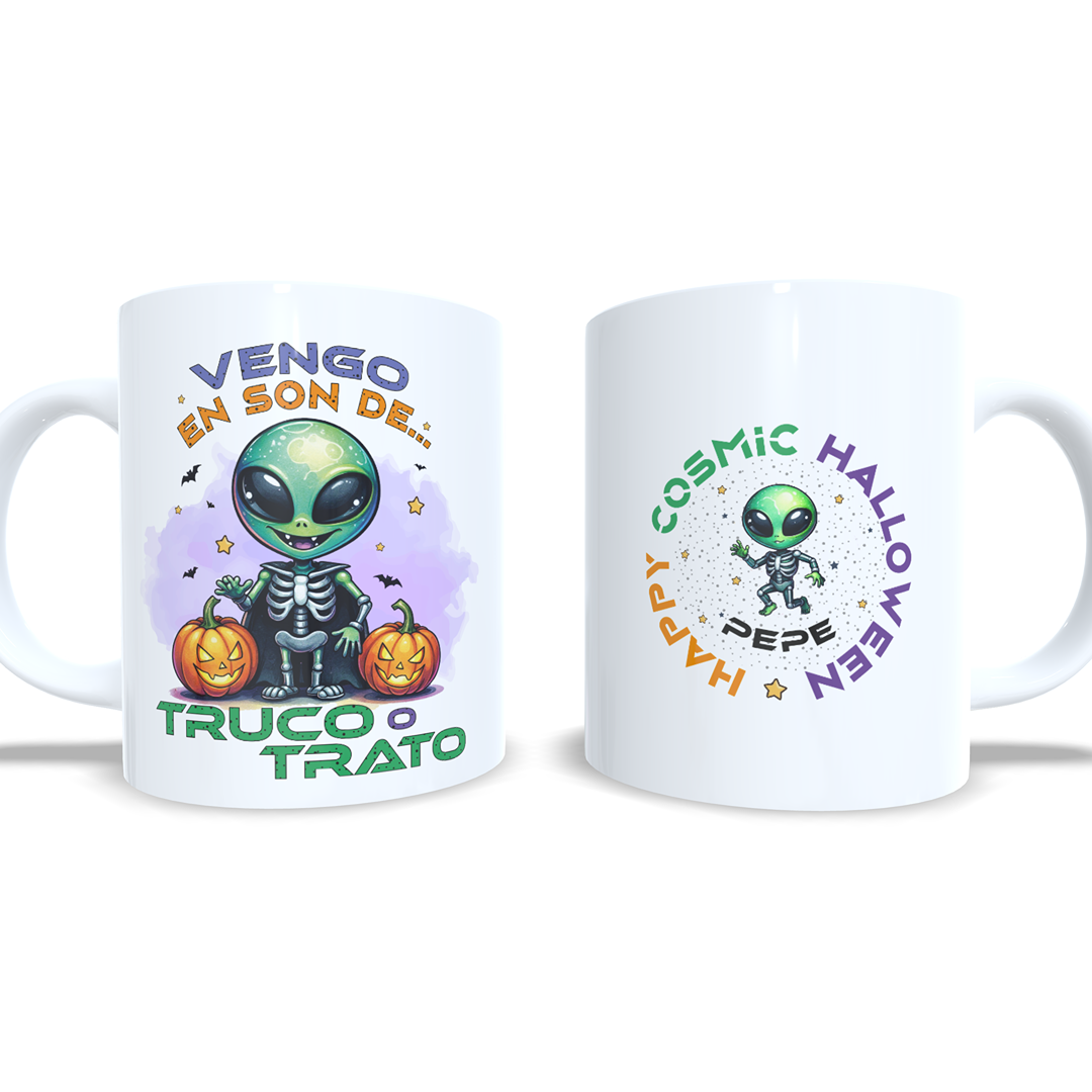 Vengo en son de truco o trato - Taza Halloween alien marciano