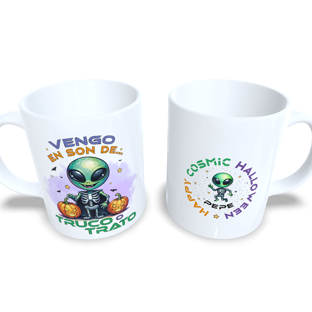 Vengo en son de truco o trato - Taza Halloween alien marciano