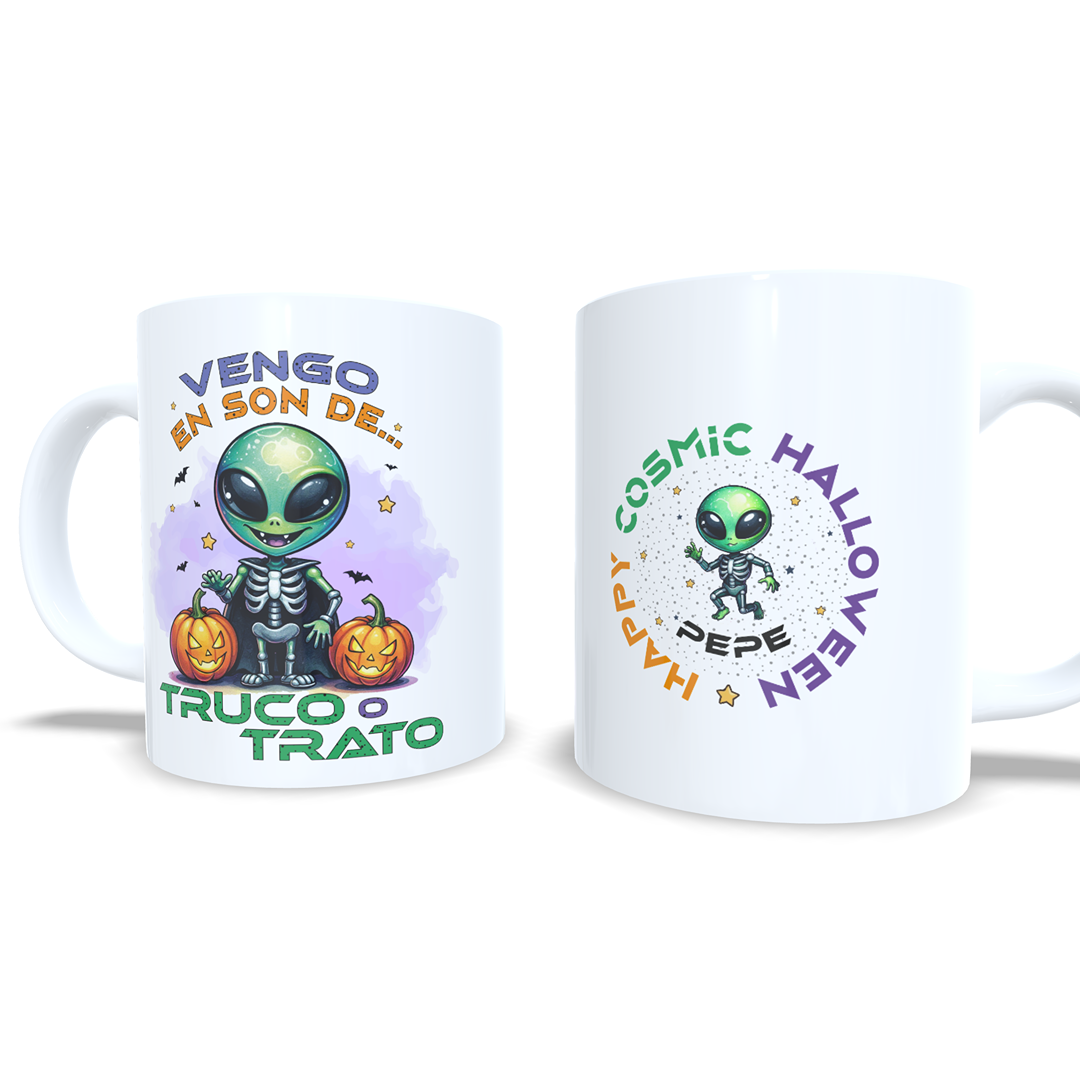 Vengo en son de truco o trato - Taza Halloween alien marciano
