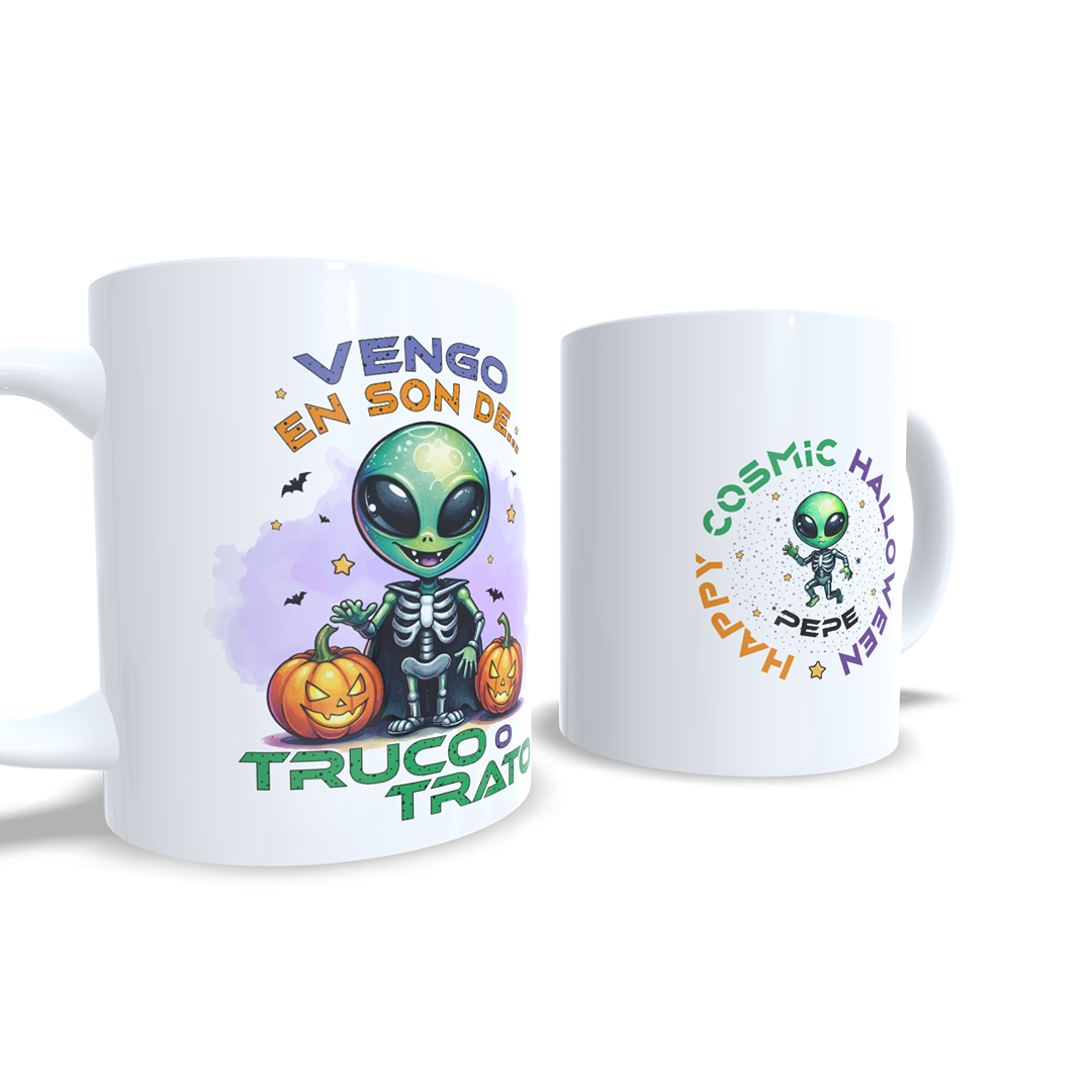 Vengo en son de truco o trato - Taza Halloween alien marciano