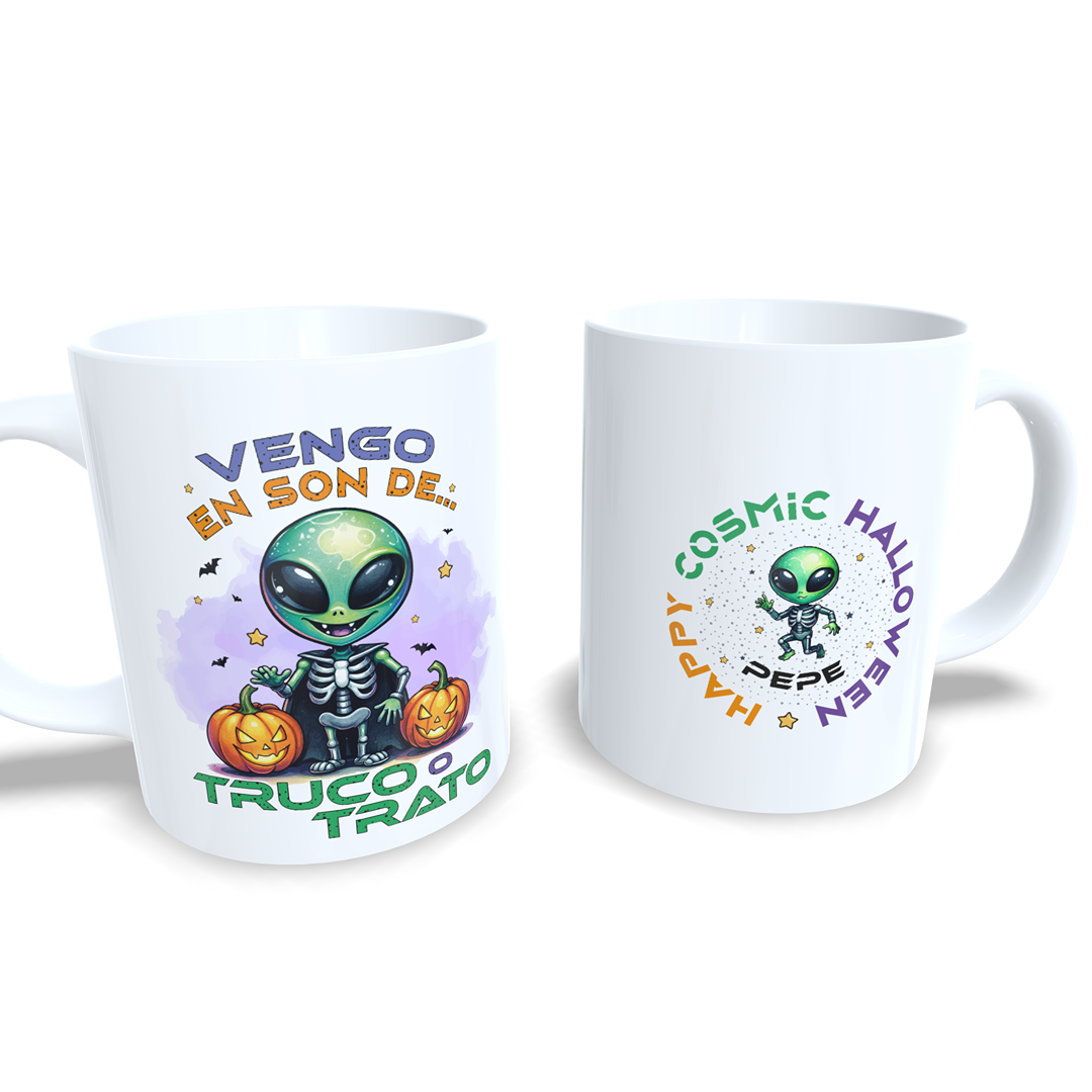 Vengo en son de truco o trato - Taza Halloween alien marciano