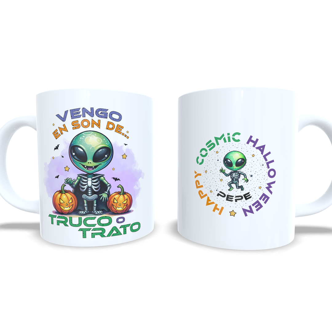 Vengo en son de truco o trato - Taza Halloween alien marciano