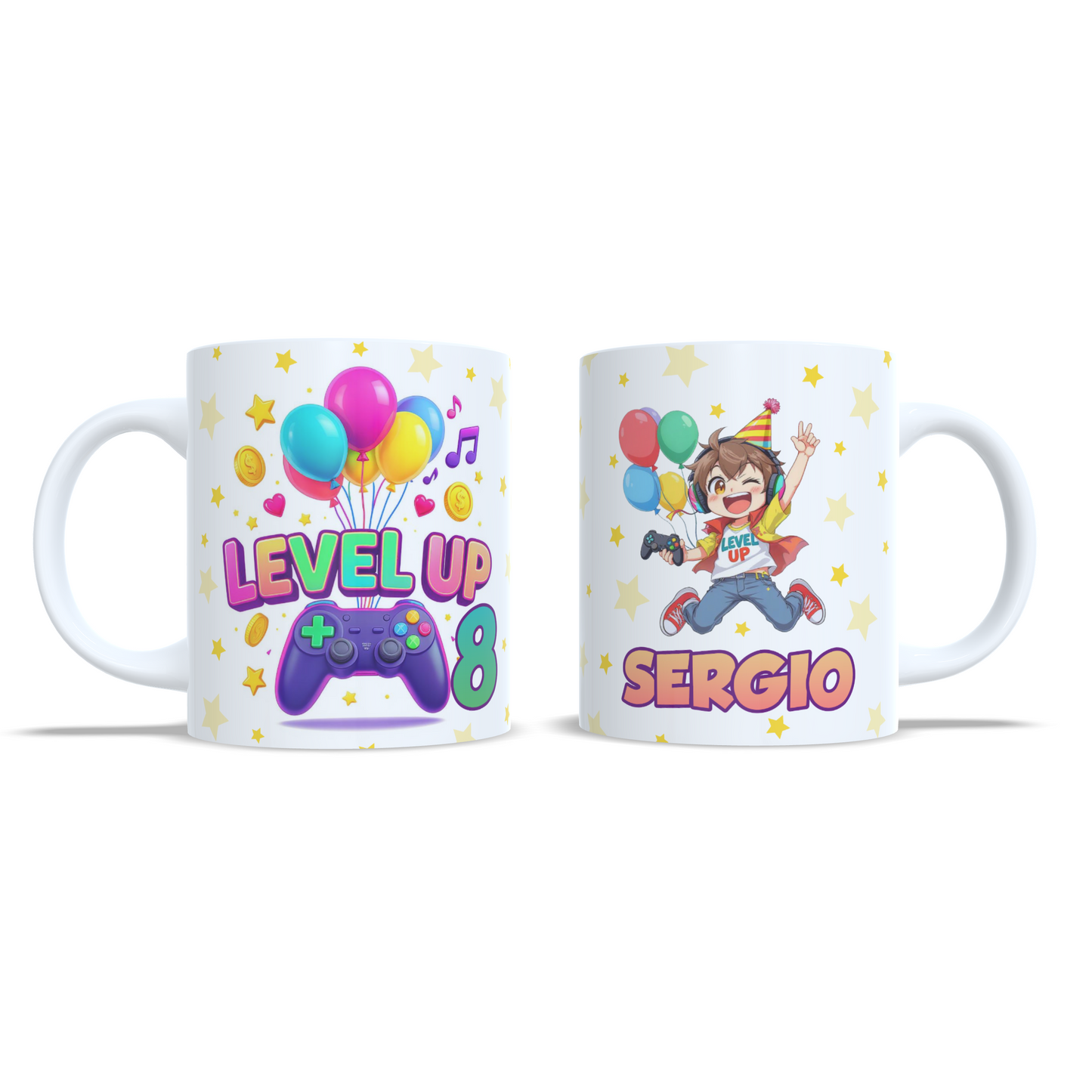 Cumpleaños Level up gamer videojuegos version niño taza