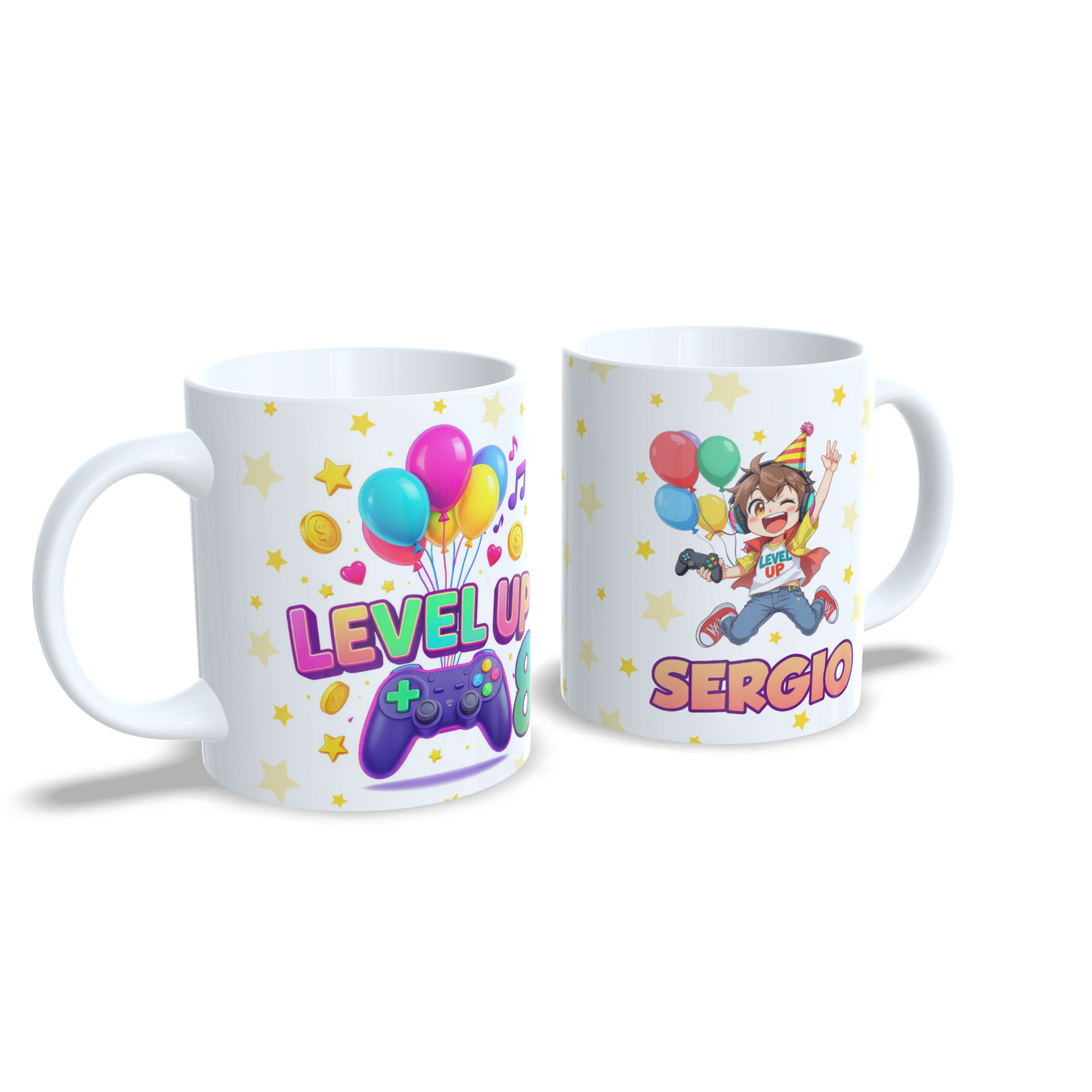 Cumpleaños Level up gamer videojuegos version niño taza