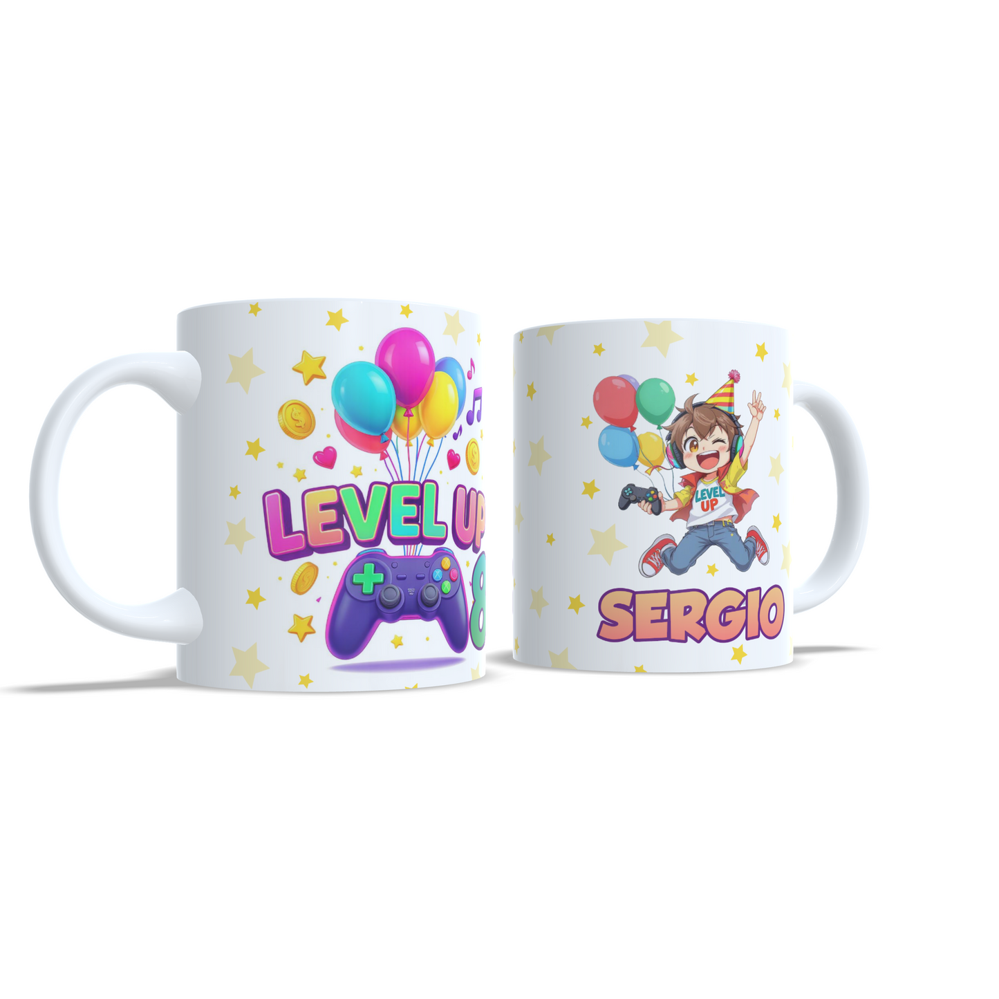 Cumpleaños Level up gamer videojuegos version niño taza