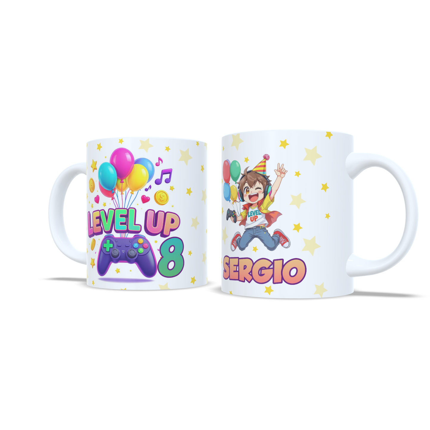 Cumpleaños Level up gamer videojuegos version niño taza