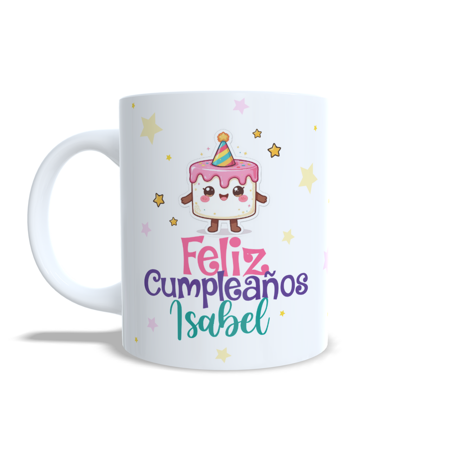 Feliz cumpleaños taza celebracion con dedicatoria