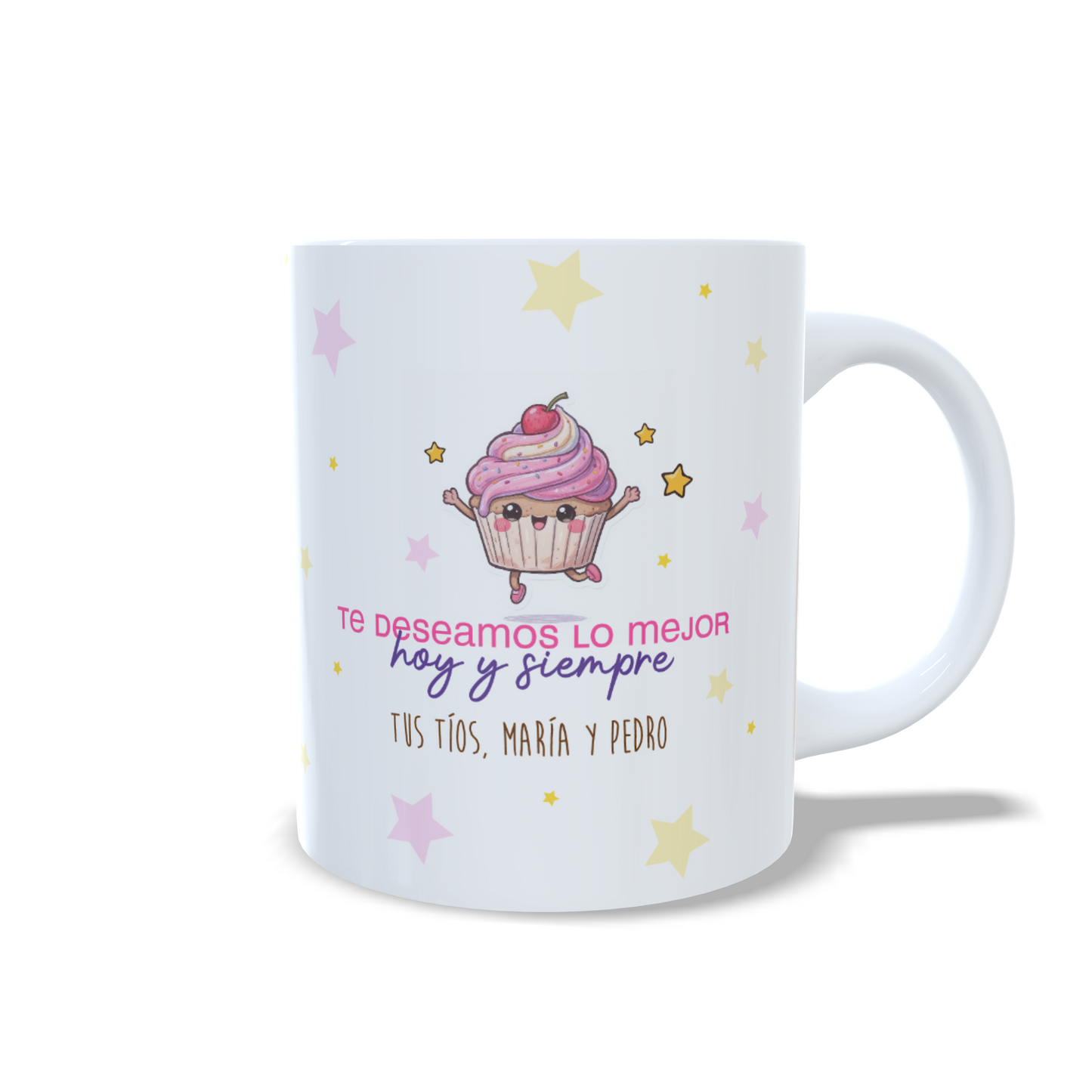 Feliz cumpleaños taza celebracion con dedicatoria